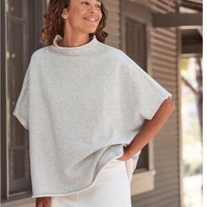 FRANK & EILEEN Audrey Grey Funnel Neck Triple Fleece Capelet- One Size: OS S M L